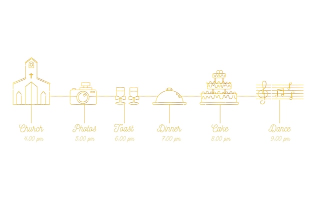 Free vector simple wedding timeline in lineal style