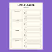Free vector simple week 30 menu planner
