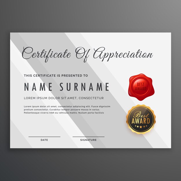 Simple white certificate template design