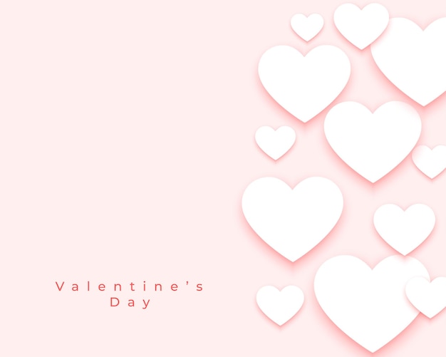 無料ベクター 柔らかいピンクのバレンタインデーの背景にシンプルな白いハート