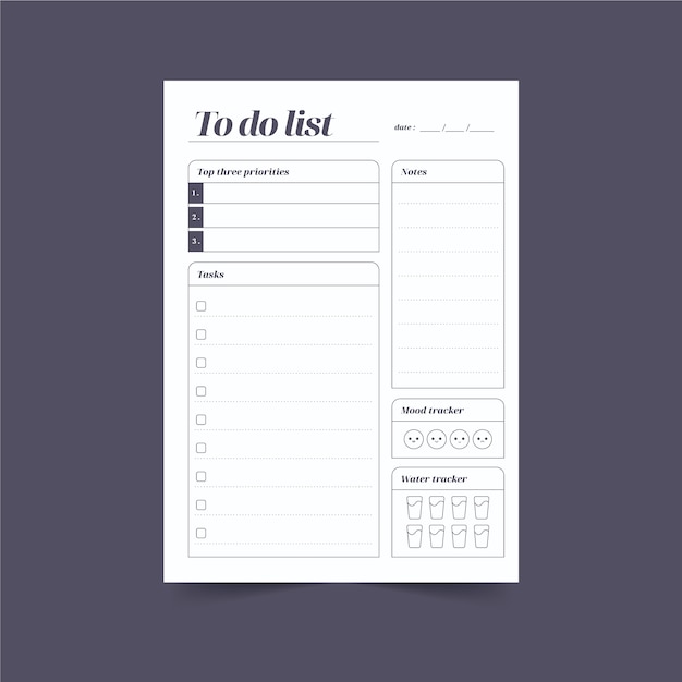 Simple white to do list template