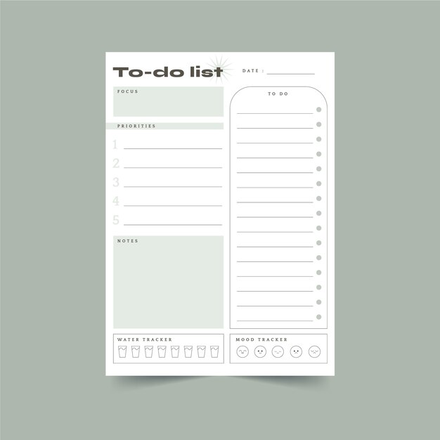 Simple white to do list template