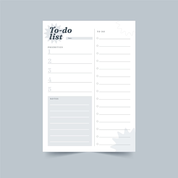 Simple white to do list template