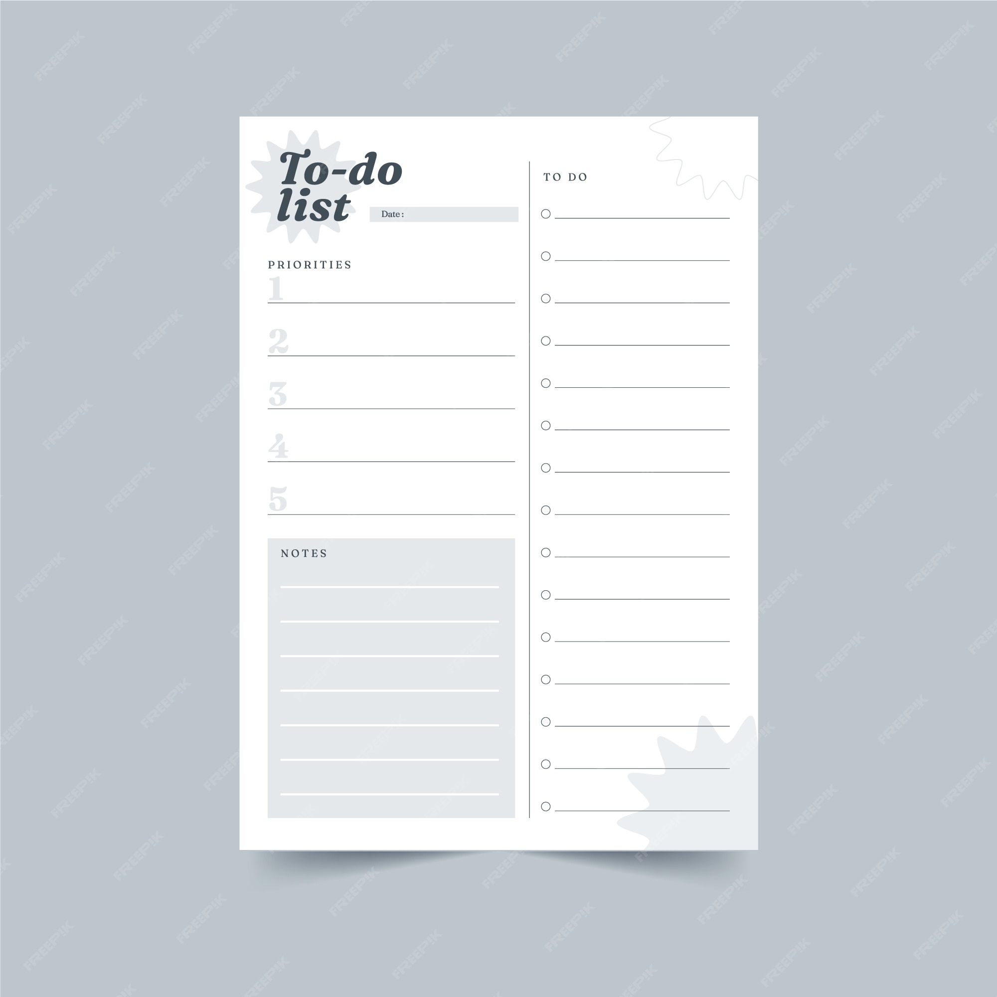 To Do List Plantilla Free Vector | Simple white to do list template