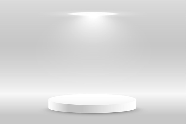 Free vector simple white pedestal round stage background with focus light effect