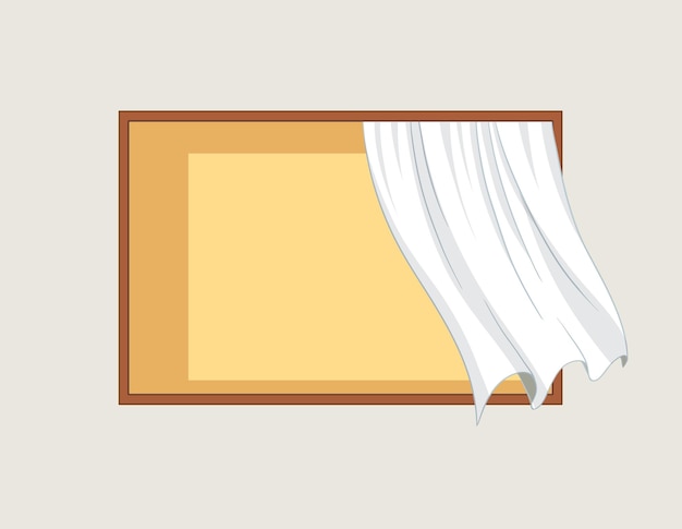 Бесплатное векторное изображение Простое окно с белой занавеской