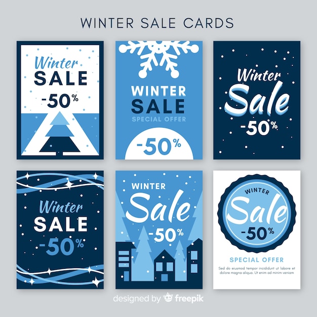 Free vector simple winter sale card pack