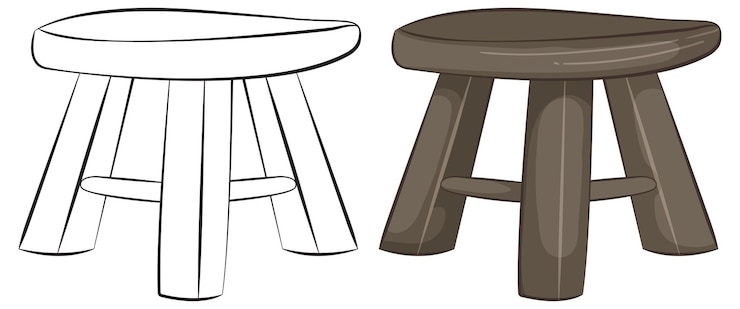 Free Vector simple wooden stool illustration