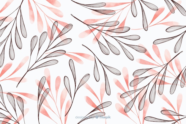 Simplistic background with hand drawn leaves