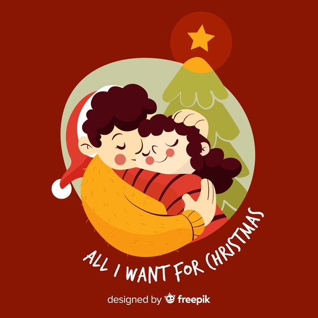 Sincere hug christmas illustration