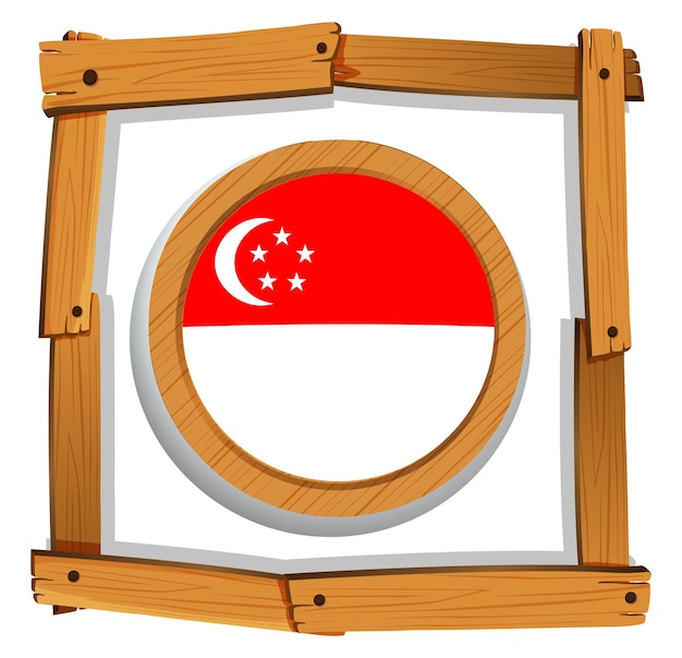 Bandiera di singapore su badge rotondo