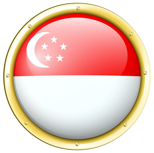 Флаг Сингапура на круглой кнопке