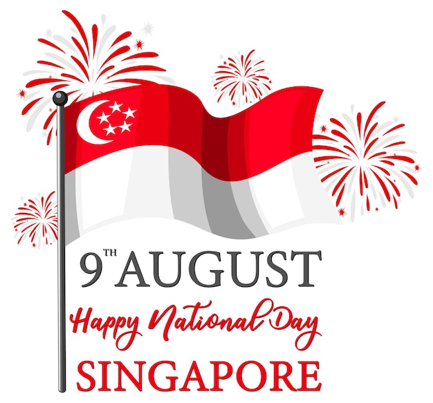 Vettore gratuito bandiera della festa nazionale di singapore con bandiera di singapore