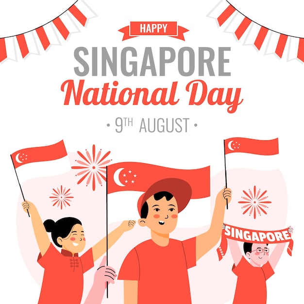 シンガポール建国記念日イラスト