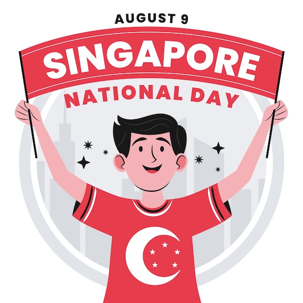 Vettore gratuito illustrazione della festa nazionale di singapore