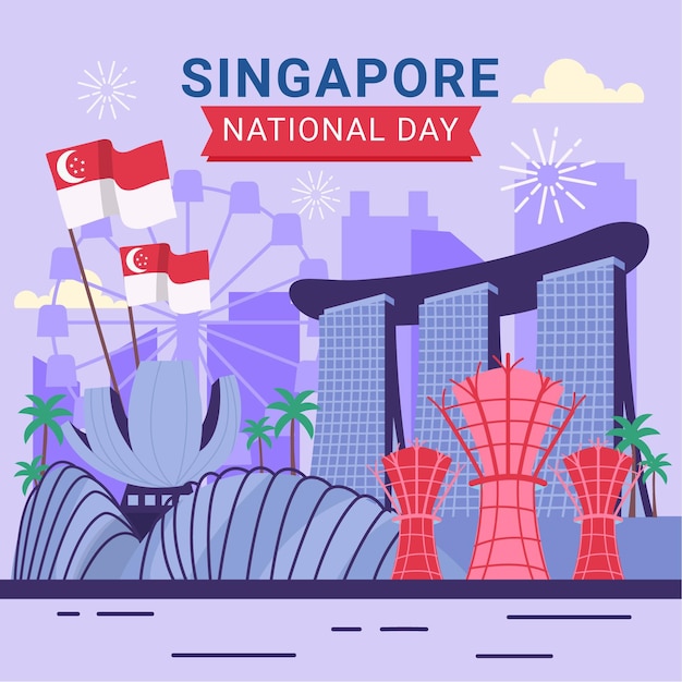 Vettore gratuito illustrazione della festa nazionale di singapore