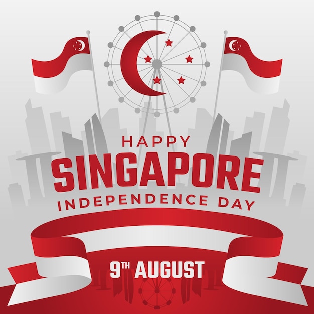 Free vector singapore national day illustration