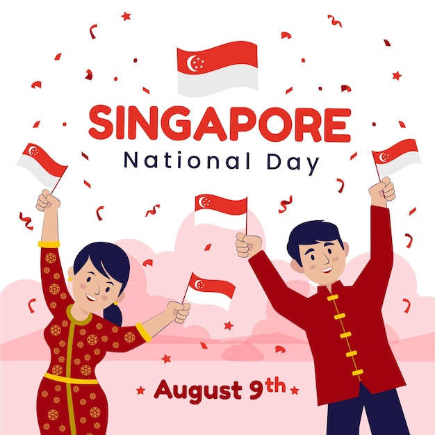 Vettore gratuito illustrazione della festa nazionale di singapore