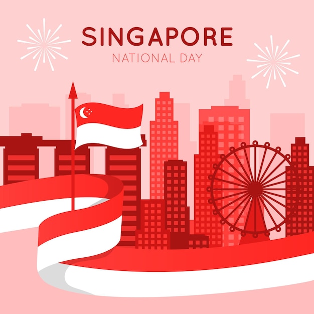 Vettore gratuito illustrazione della festa nazionale di singapore