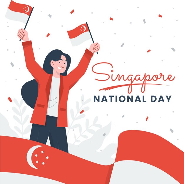 Vettore gratuito illustrazione della festa nazionale di singapore