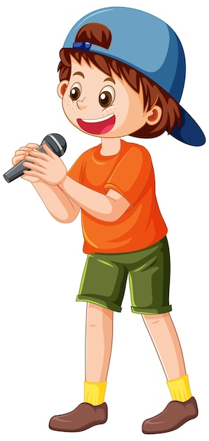 Free vector singer boy cartoon character isolated