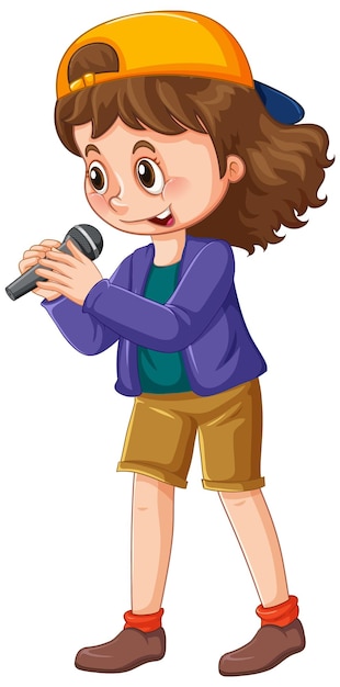 Free vector singer girl cartoon character isolated