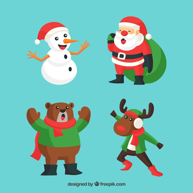 Free vector singing christmas characters