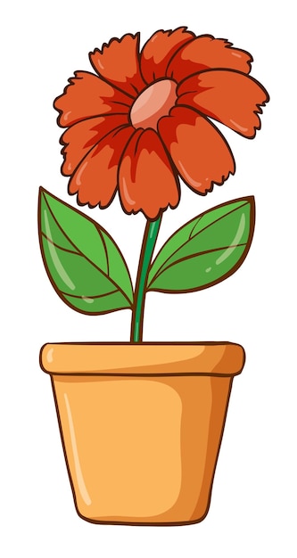 Бесплатное векторное изображение Один цветок в глиняном горшке