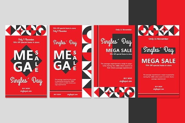 Free vector singles day instagram post collection