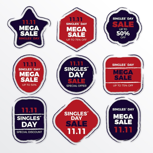 Free vector singles day labels collection