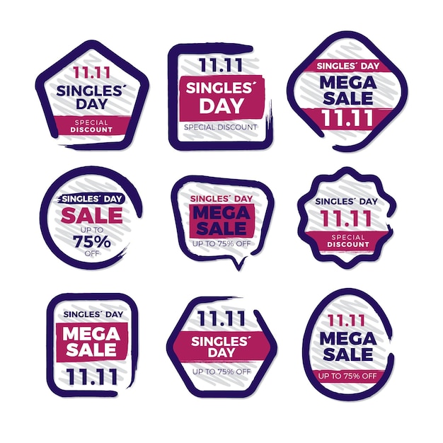 Free vector singles day labels collection