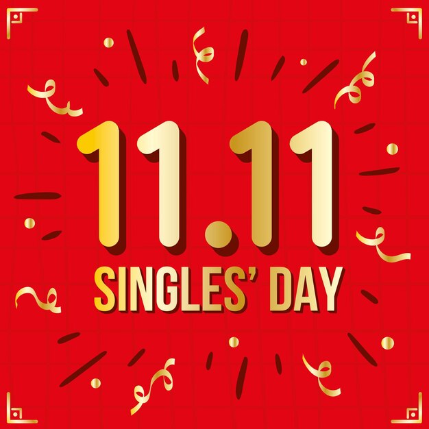 Singles' day red and golden design