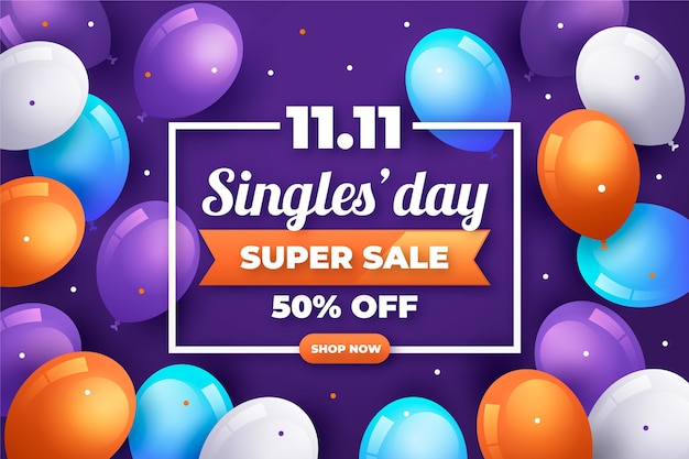 Singles day with balloons concept