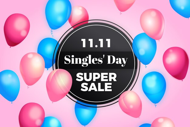 Free vector singles' day with realistic balloons