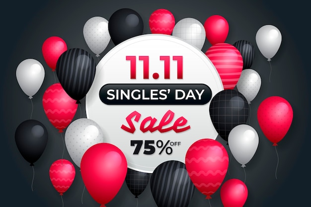 Singles' day with realistic balloons