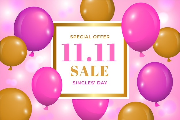 Free vector singles' day with realistic balloons