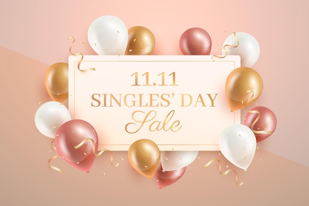 Singles' day with realistic balloons