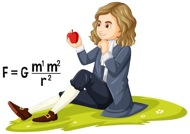 Free vector sir isaac newton with gravitation theory