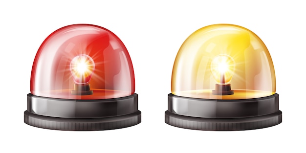 Free vector siren alarm color lights 3d illustration