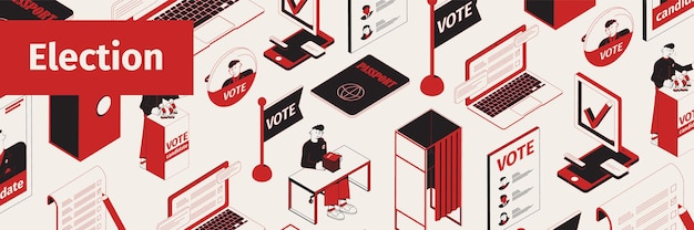 Free vector site header election isometric illustration
