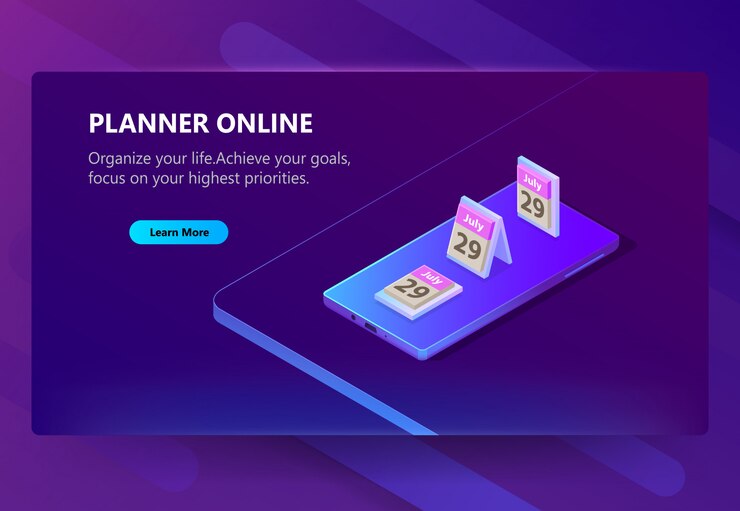 Free Vector site template for planner online, schedule