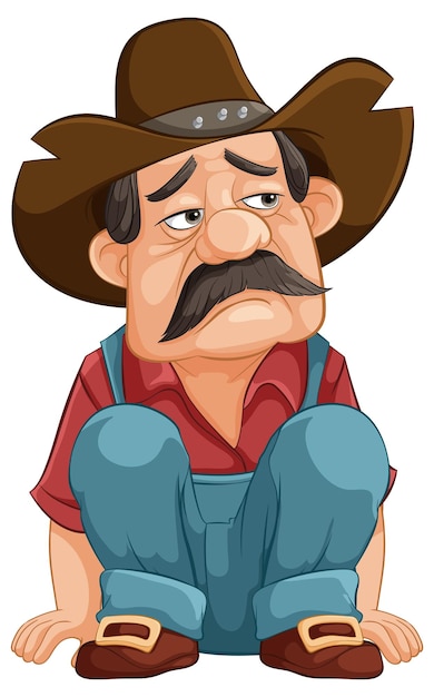 Free vector sitting cowboy with a stern look