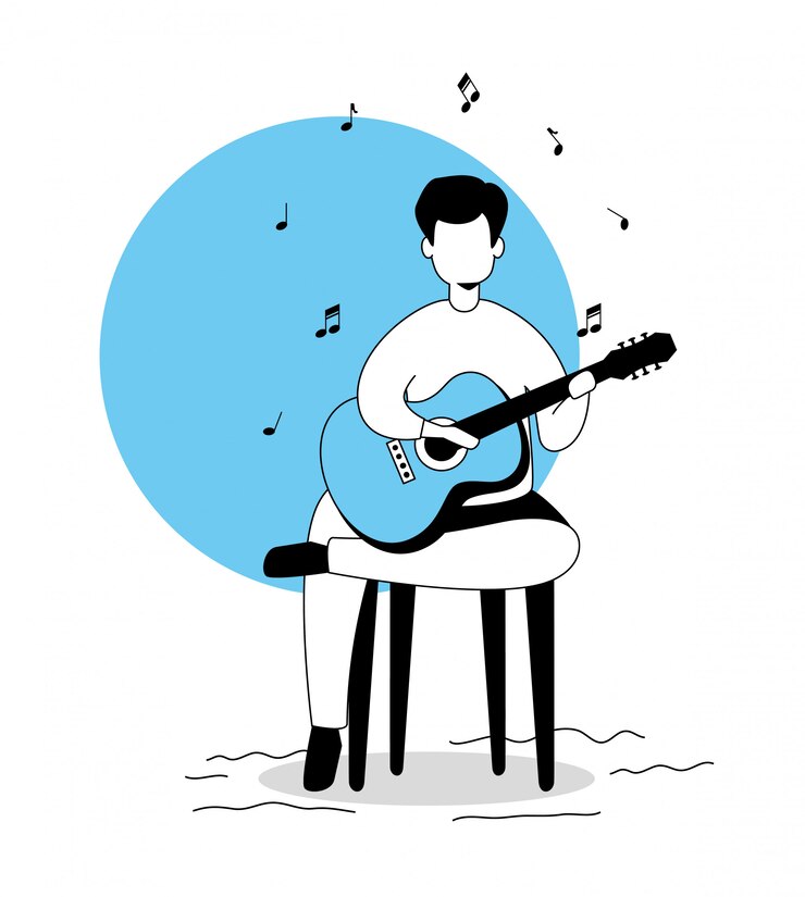 Free Vector sitting man playing guitar