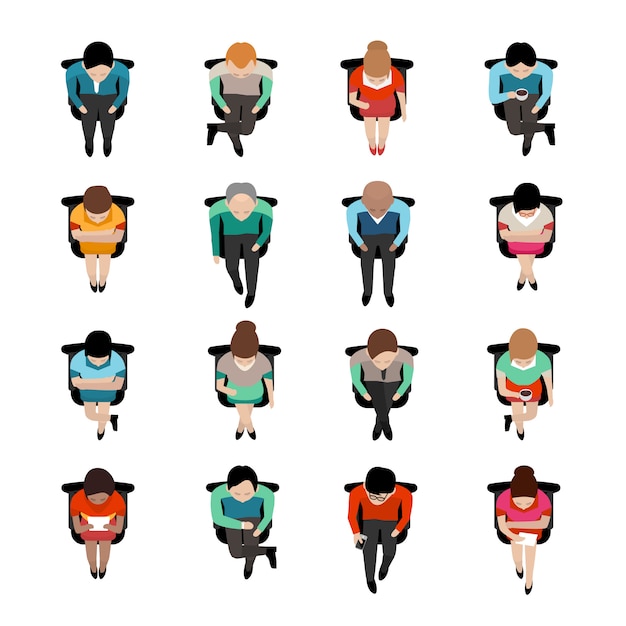 Free vector sitting people top view
