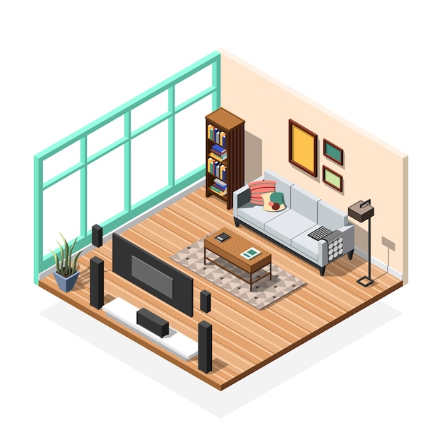 Бесплатное векторное изображение Гостиная интерьер квартиры