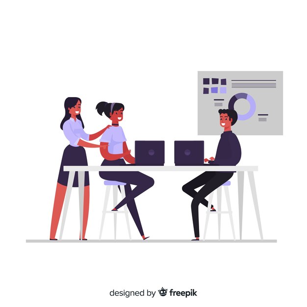 situation people at office flat background