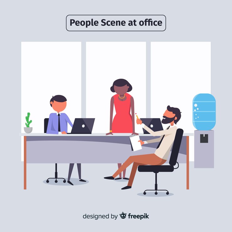 Free Vector situation people at office flat background