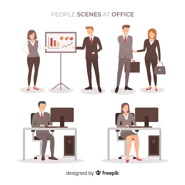 Бесплатное векторное изображение Положение людей в офисной квартире