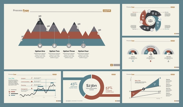 Free vector six analytics charts slide templates set