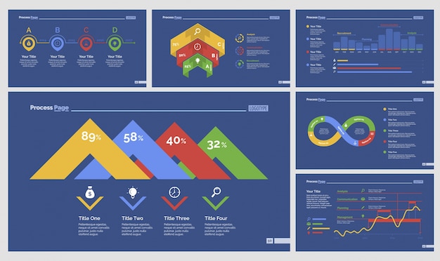 Free vector six analyzing slide templates set